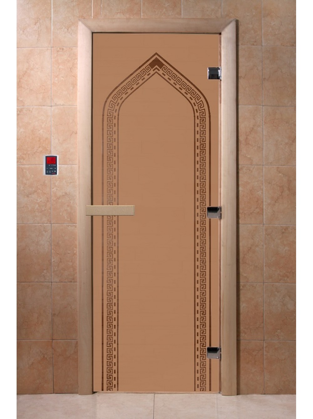 Дверь стекло “Арка Бронза матовая” 1800х700 (8мм, 3 петли)(ольха) DoorWood