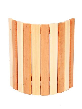 Абажур угловой комбинированный с широкими рейками из ольхи для бани и сауны.