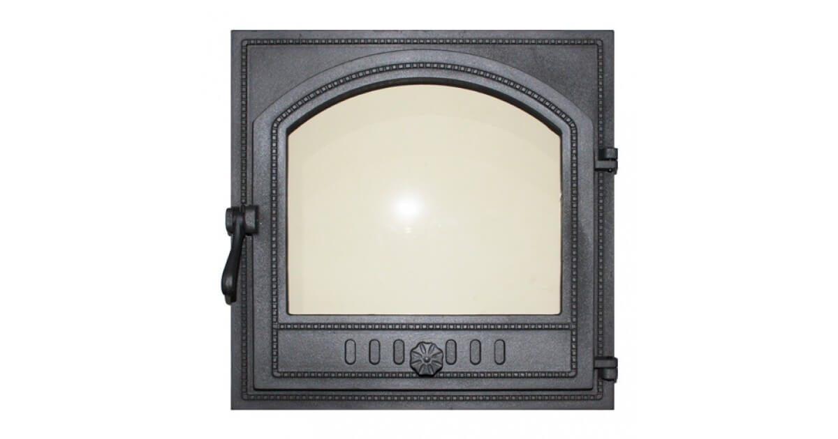 Дверка каминная 305 LK со стеклом 410х410